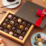 Truffle Chocolate Gift Box with Handmade Filled Dark Chocolate, Imported from Belgium, Birthday and Christmas Treat