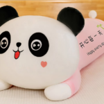 Cute round-eyed long-legged panda throw pillow