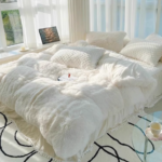 Four-piece waterfowl down winter padded thickened milk down long-haired plush quilt