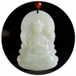 Men's Guanyin Bodhisattva White Jade Pendant Necklace for Safety Protection and Hetian Bodhisattva Jade Pendant
